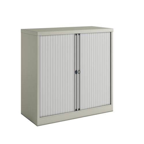 Bisley Essentials Two Door Tambour Unit Supplied Empty 1000mmHx1000mmWx470mmD Grey