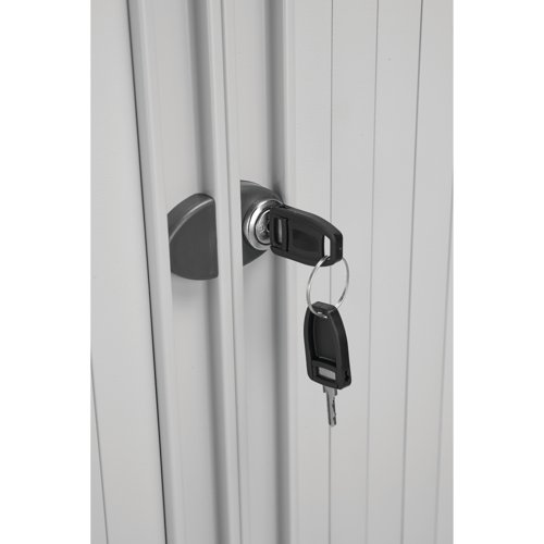 Bisley Essentials Two Door Tambour Unit Supplied Empty 1000mmHx1000mmWx470mmD Grey