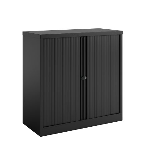 Bisley Essentials Two Door Tambour Unit Supplied Empty 1000mmHx1000mmWx470mmD Black