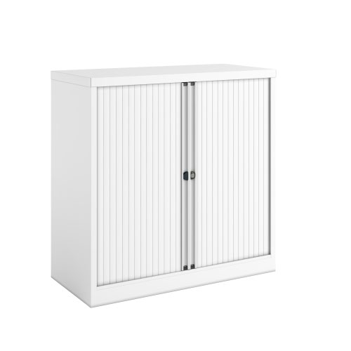 Bisley Essentials Two Door Tambour Unit Supplied Empty 1000mmHx1000mmWx470mmD White